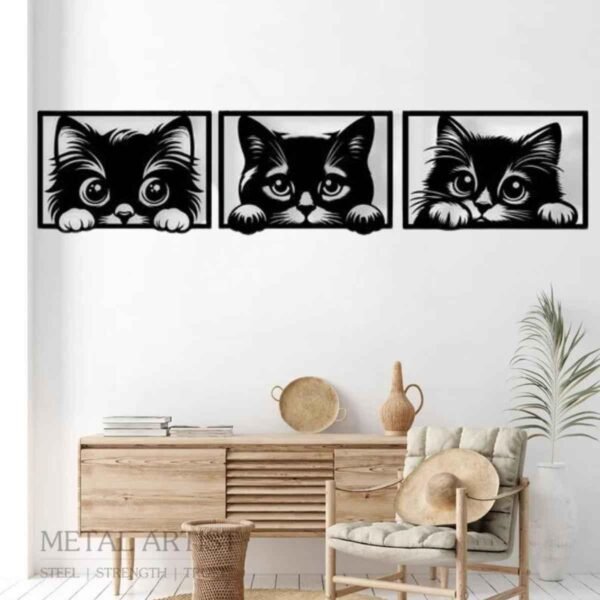 Metal Peeking Cat Wall  Decor