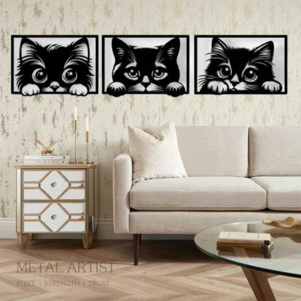 Metal Peeking Cat Wall  Decor